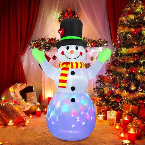 7 FT Christmas Inflatables Embrace Snowman Outdoor Decorations, Blow up Snow Man - Picture 3 of 7
